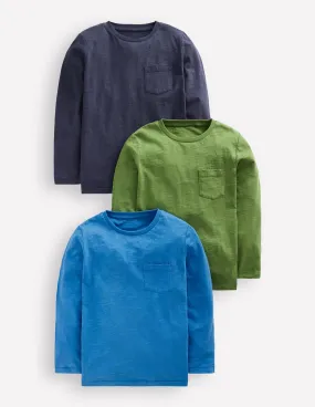 3-pack Long Sleeve T-shirt-Broccoli Green Blues Pack SoftTouchFinish