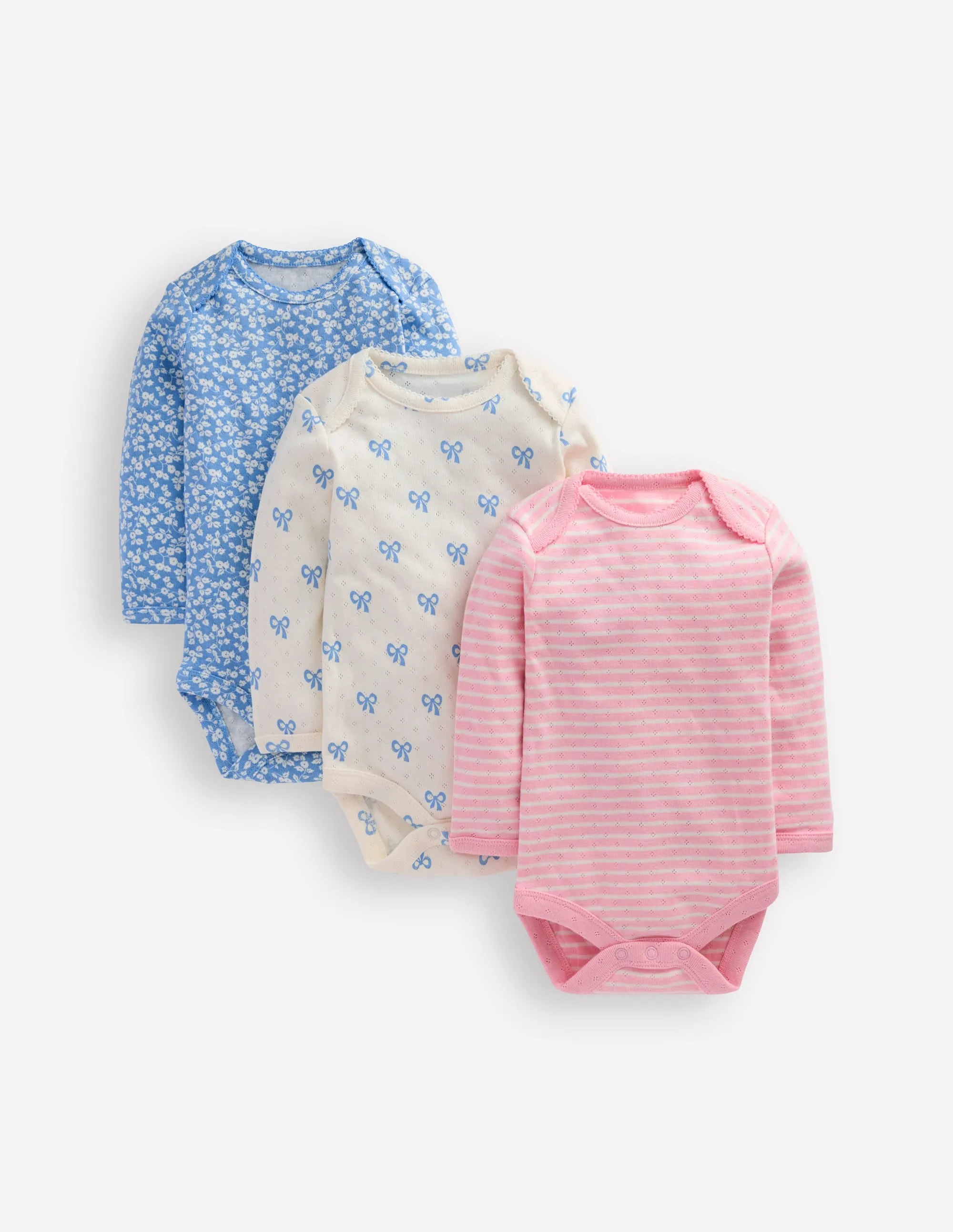 Relaxed Fit Shirt 3 Pack Pointelle Bodies-Soft Ivory Tiny Bows