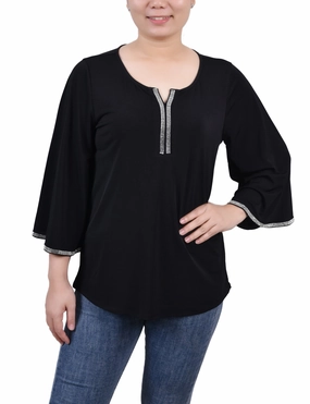 3/4 Bell Sleeve Top With Stones PunctureResistantReinforcement UV Protection
