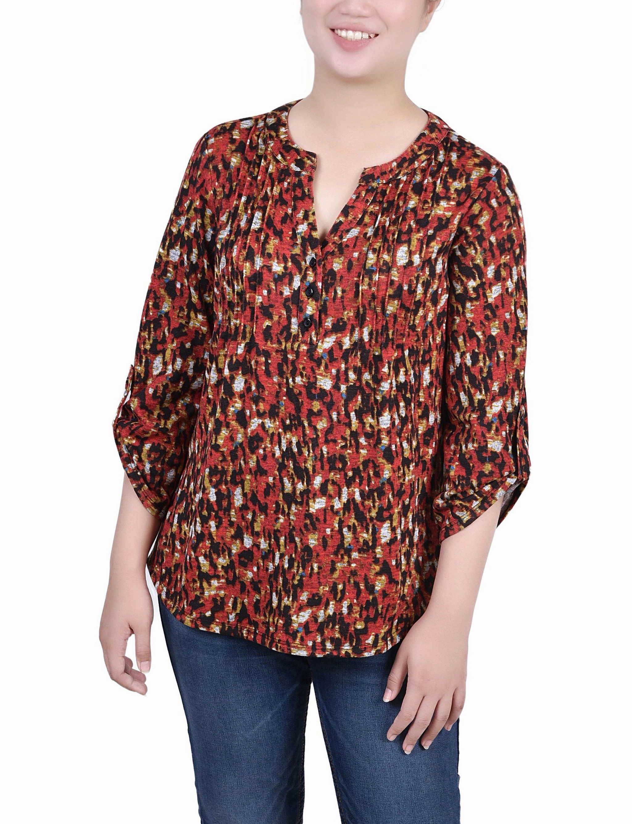 Loose Tee 3/4 Roll Sleeve Top