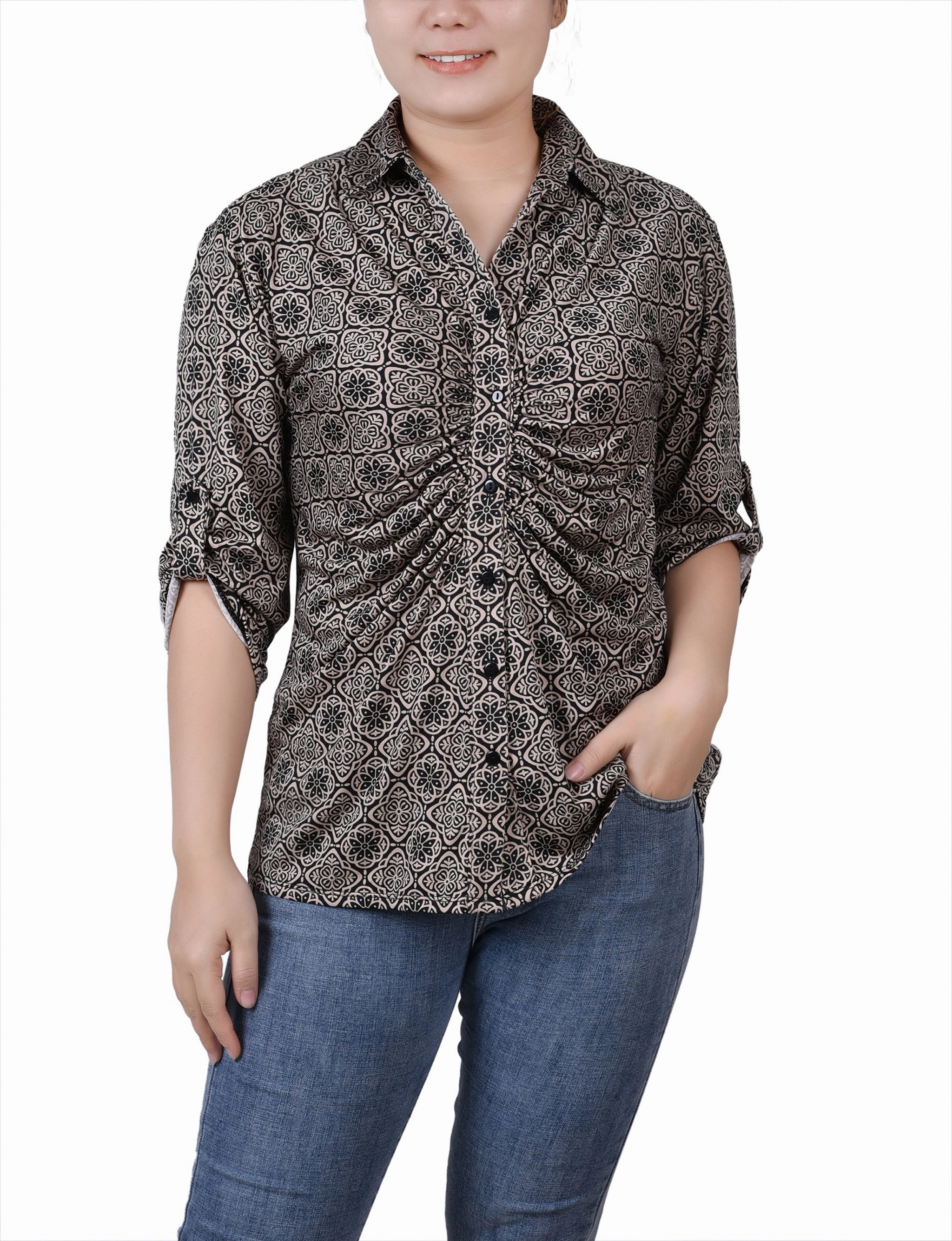 3/4 Roll Tab Rouched-Front Top Ergonomic Fit Design EcoFriendly Manufacturing