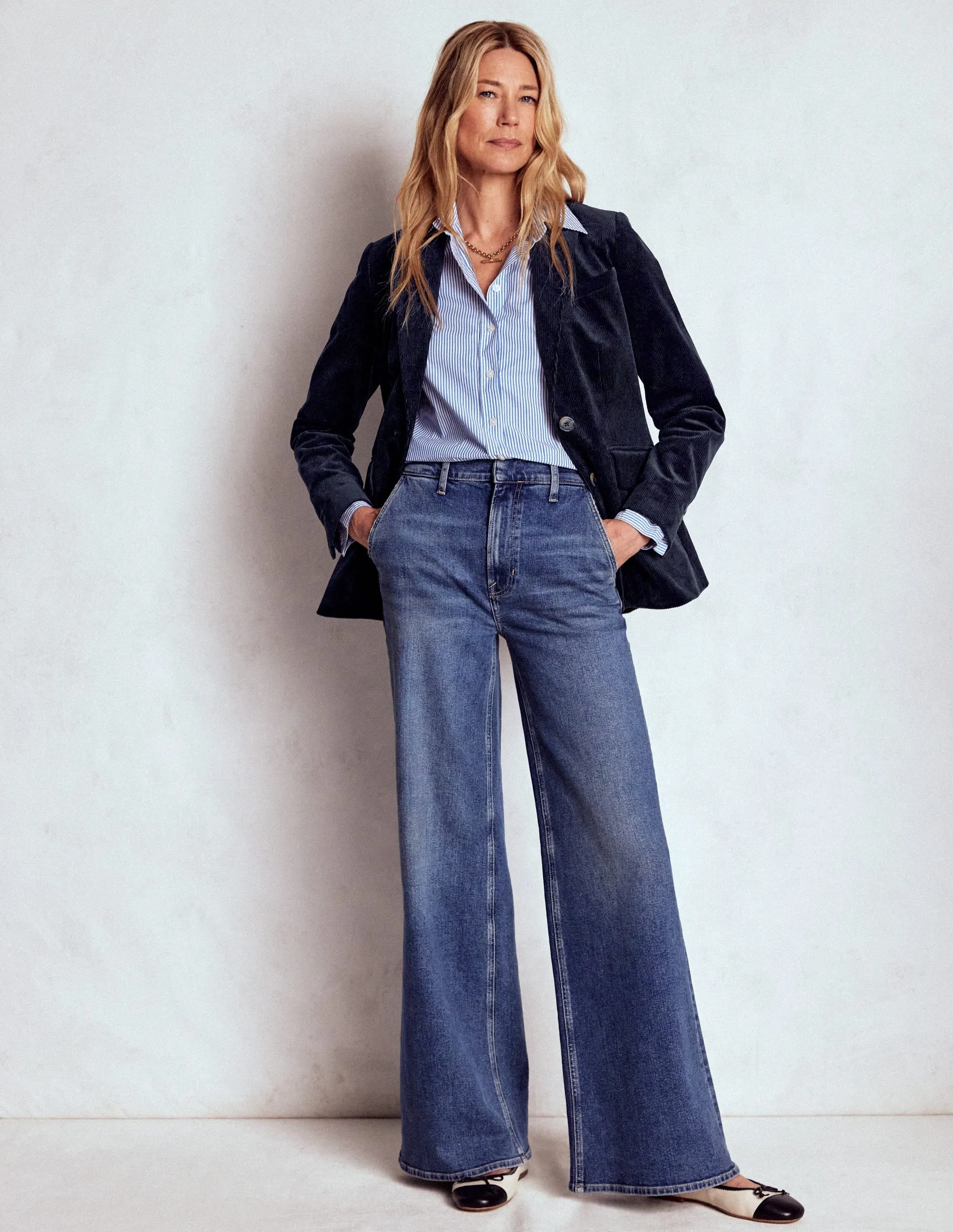 Day To Night Stamford Cord Blazer-Navy