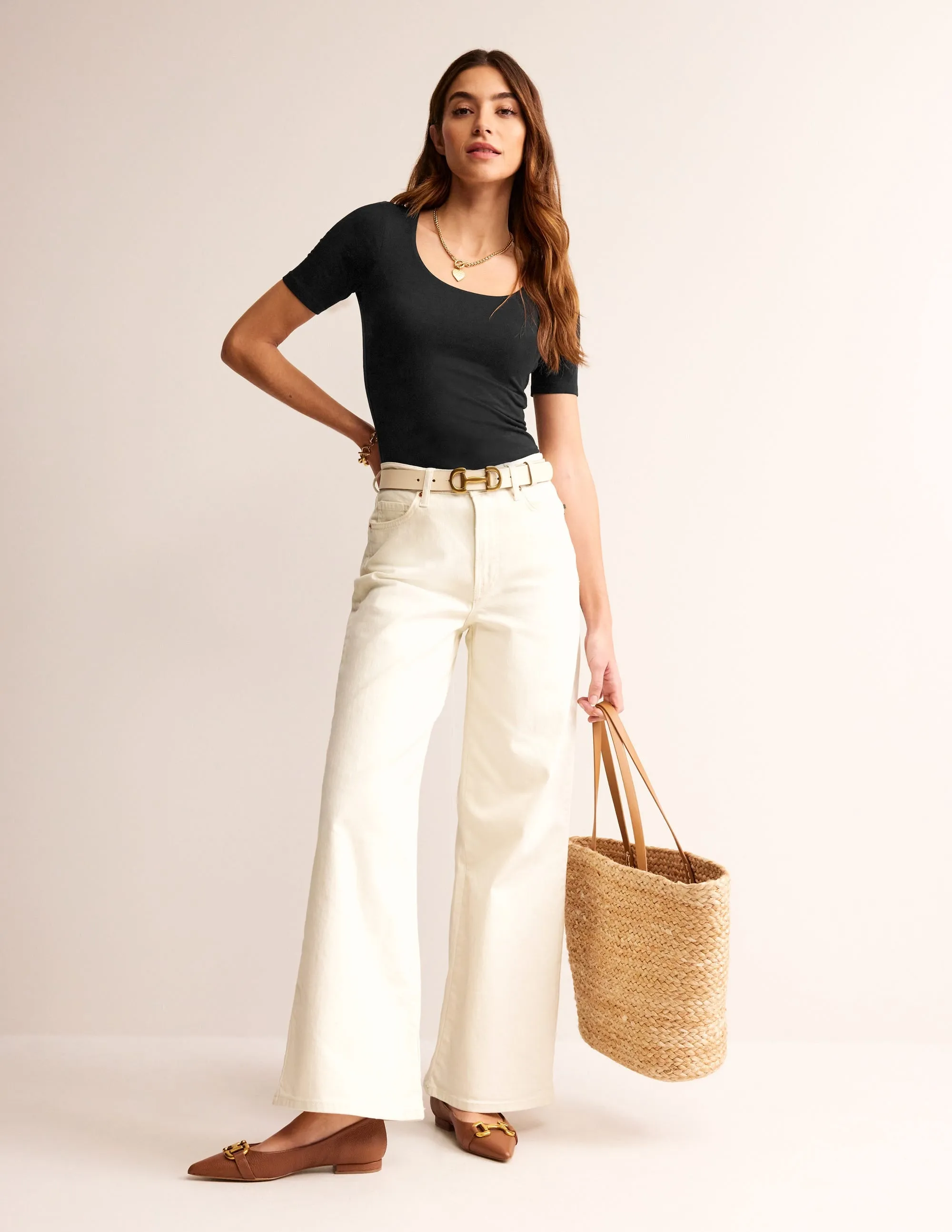 Double Layer Scoop T-shirt-Black All Over Print Technique Tactile Soft Texture