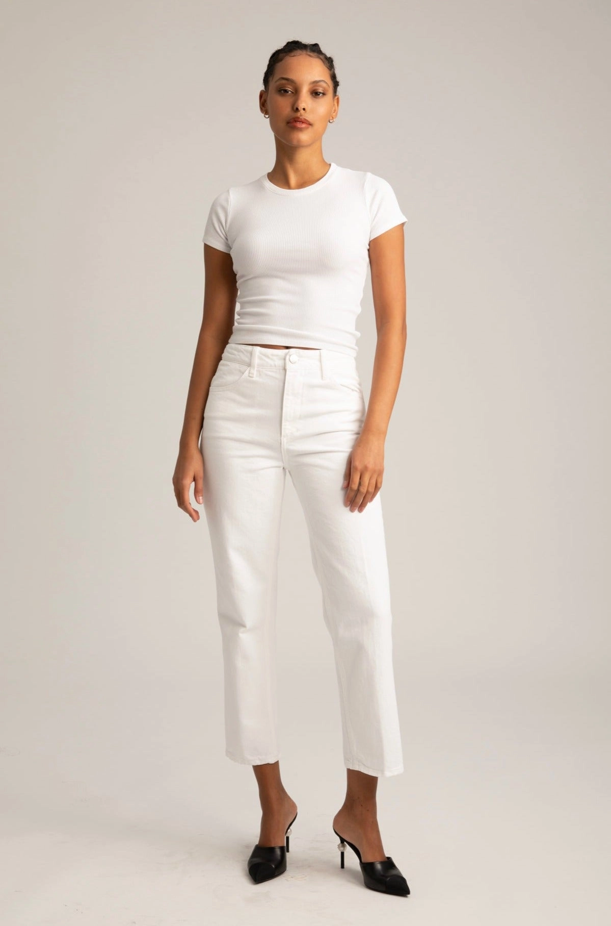 Sophia Crop Straight Leg Denim WrinkleFree Fabric