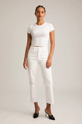 Sophia Crop Straight Leg Denim WrinkleFree Fabric