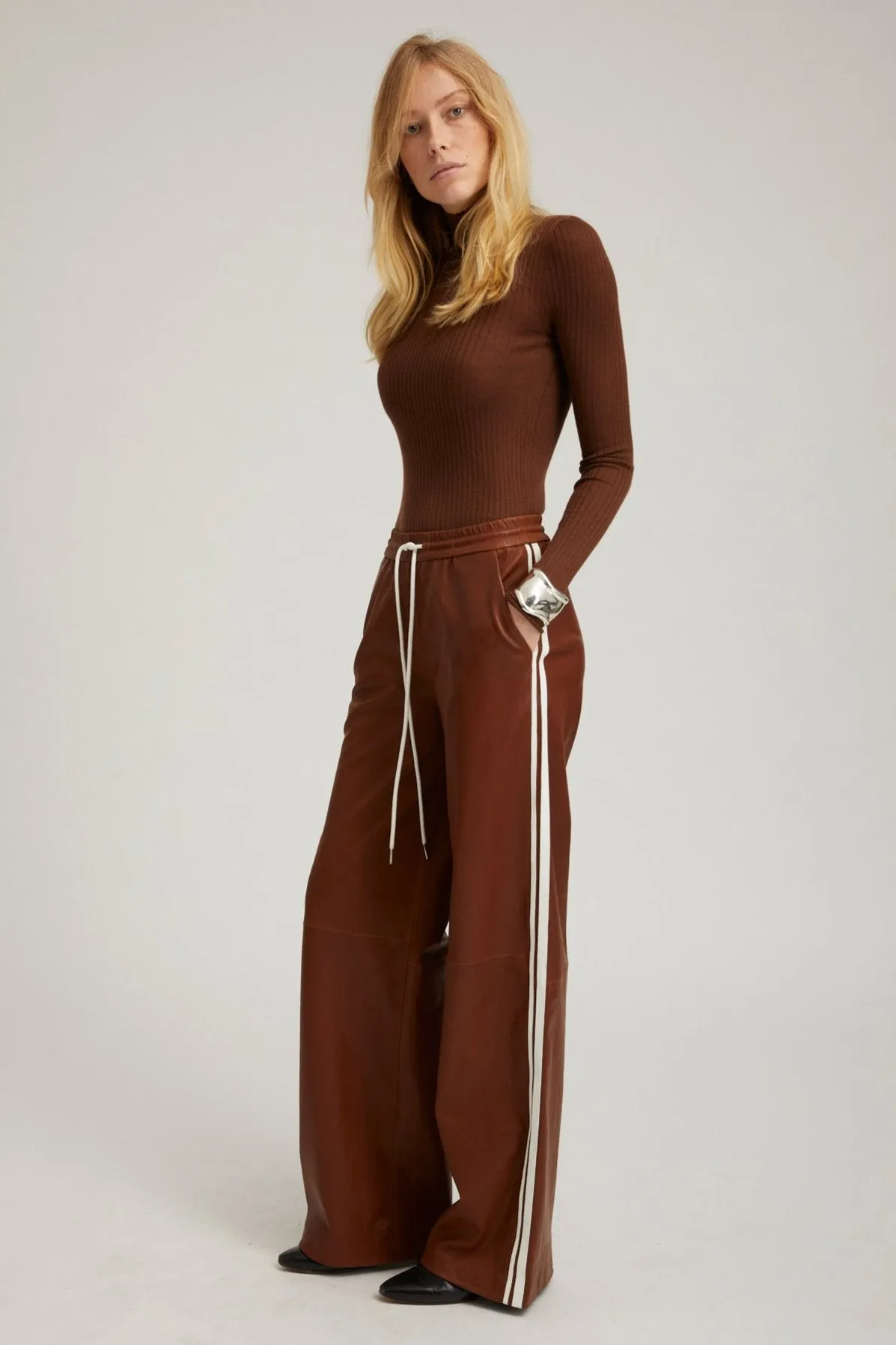 Acorn Leather Baggy Athletic Pants Breathable Design