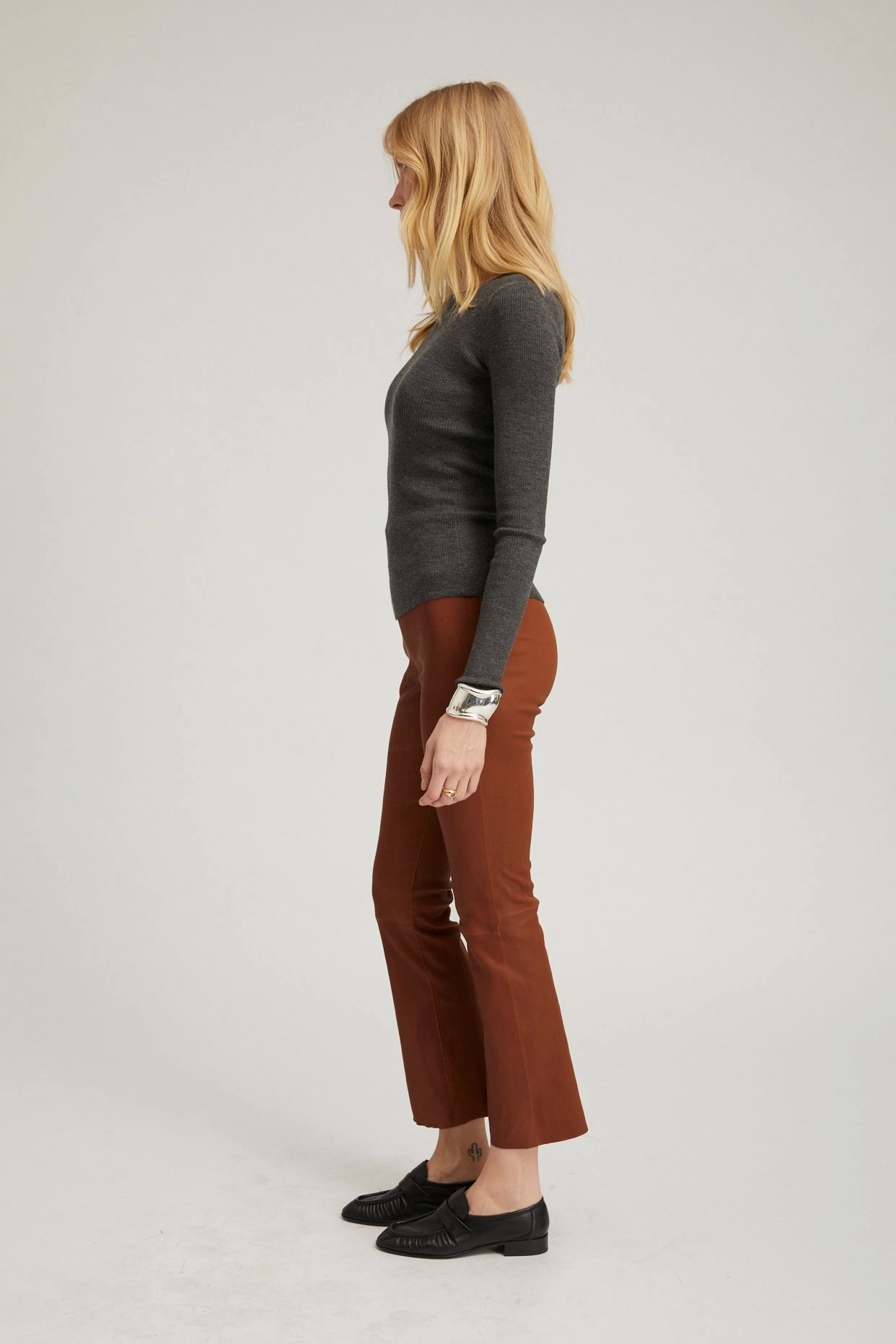 Acorn Leather Ankle Flare Non Slip Waistband