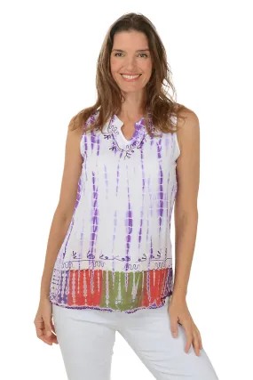 ButterSoft Handfeel Dory Batik Embroidered Sleeveless Blouse