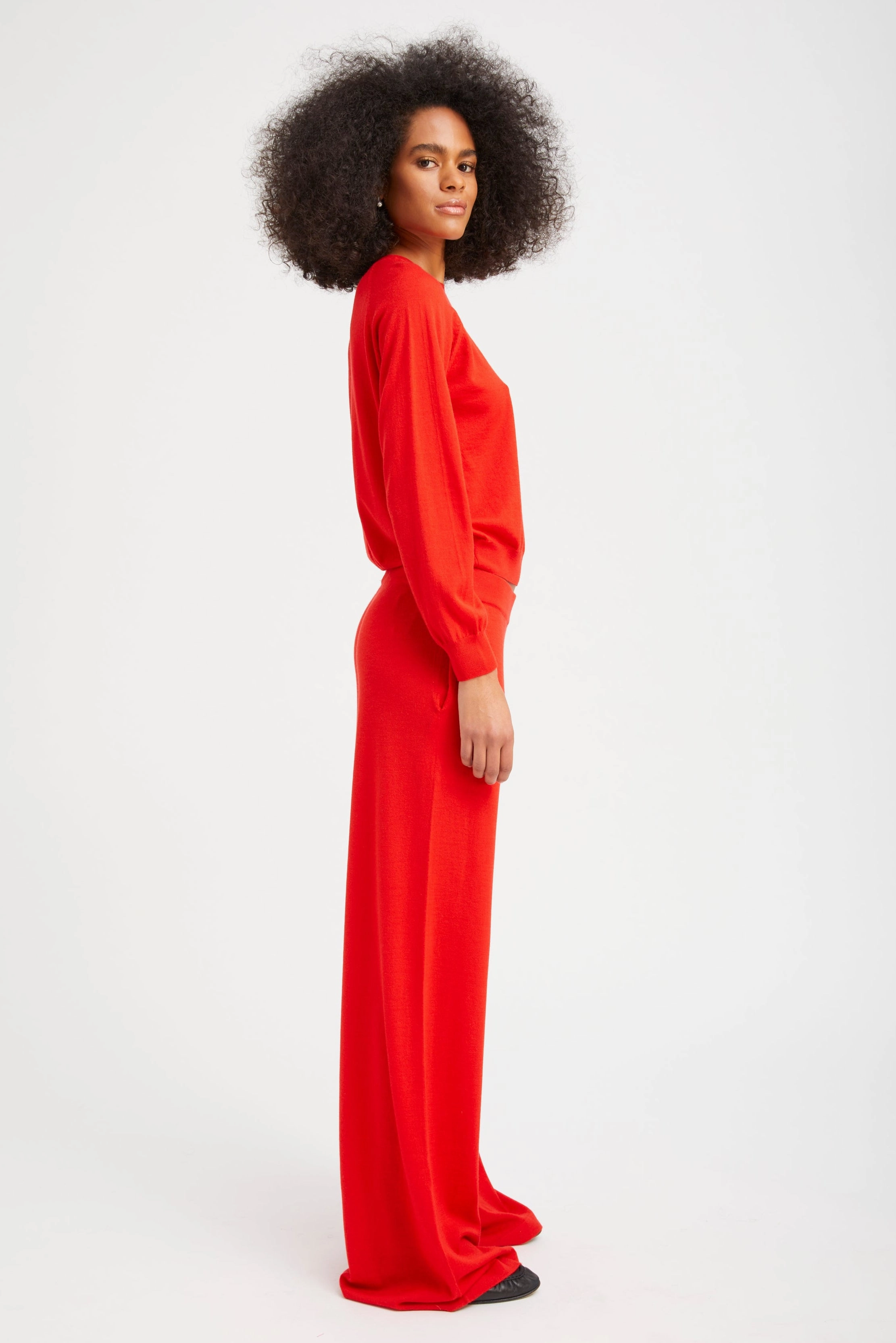 Red Cashmere Wide Leg Pants Active Lifestyle