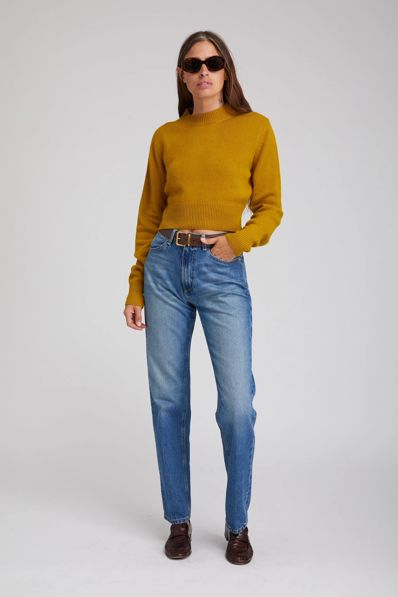 Double Needle Stitching Gainsbourg Indigo Straight Leg Denim