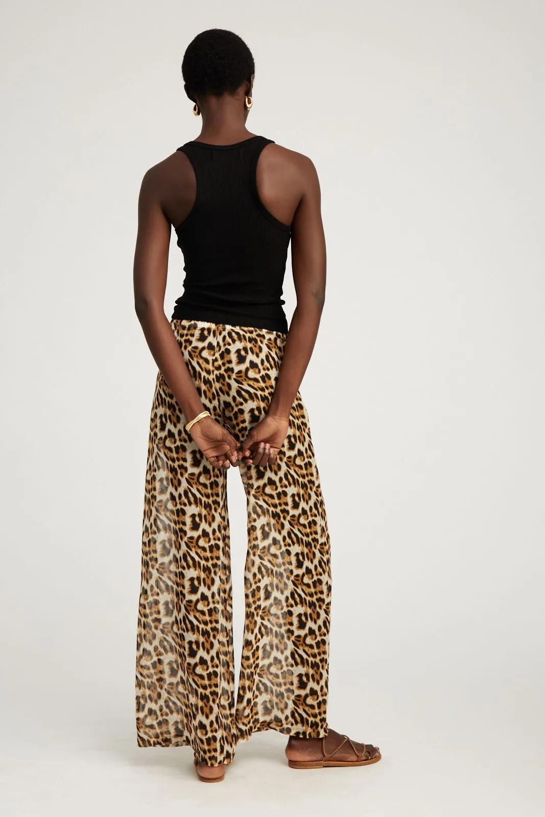 Leopard Silk Wide Leg Trousers Low Bulk