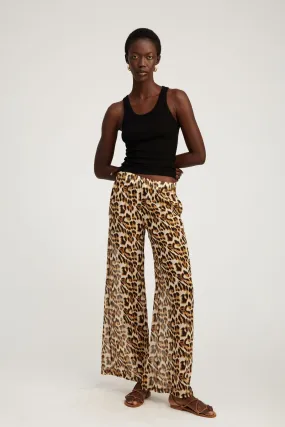 Leopard Silk Wide Leg Trousers Seamless Technology Comfortable Style