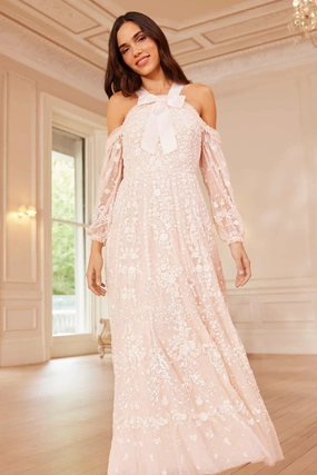 Travel-Pack Adeline Off-Shoulder Ankle Gown