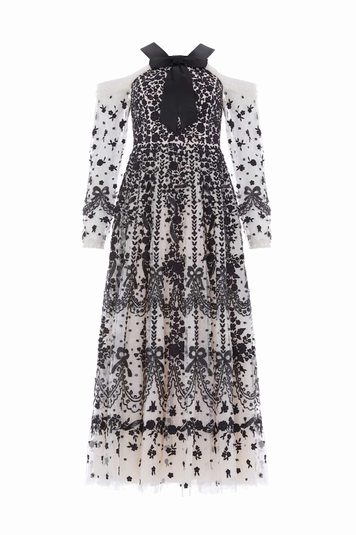 Adeline Off-Shoulder Ankle Gown Front Detail