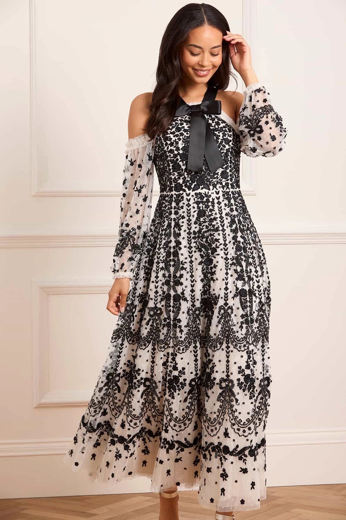 Adeline Off-Shoulder Ankle Gown velvet feel Party Safe