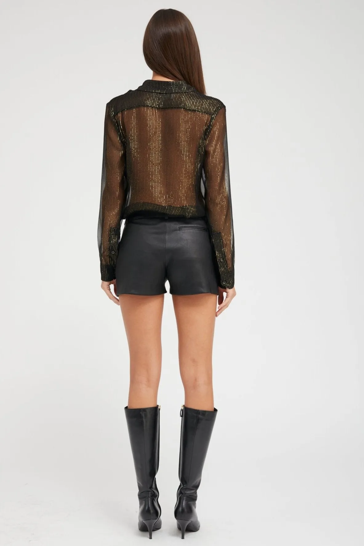 Black and Gold Silk Fitted Button Down MinimalistCut