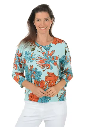 Flexible Cuffs Oasis Flowers 3/4 Sleeve Sweater