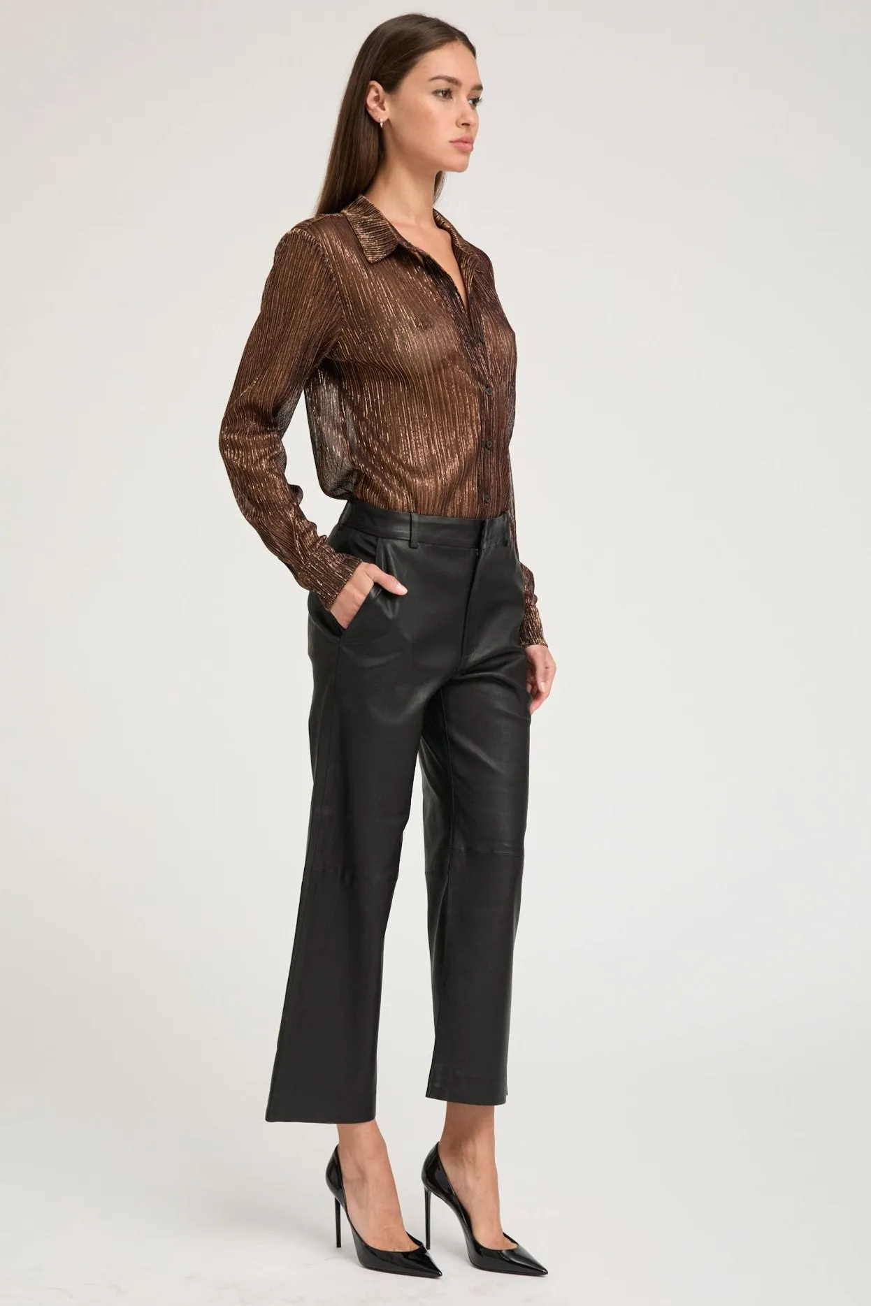 Metallic Bronze Fitted Button Down TearResistantWeave