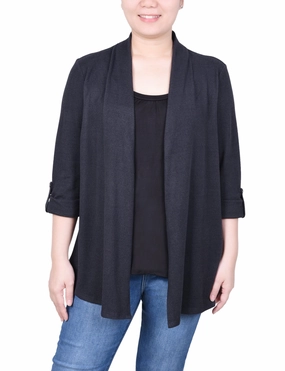 Ergonomic Cut Petite 3/4 Sleeve Two In One Top