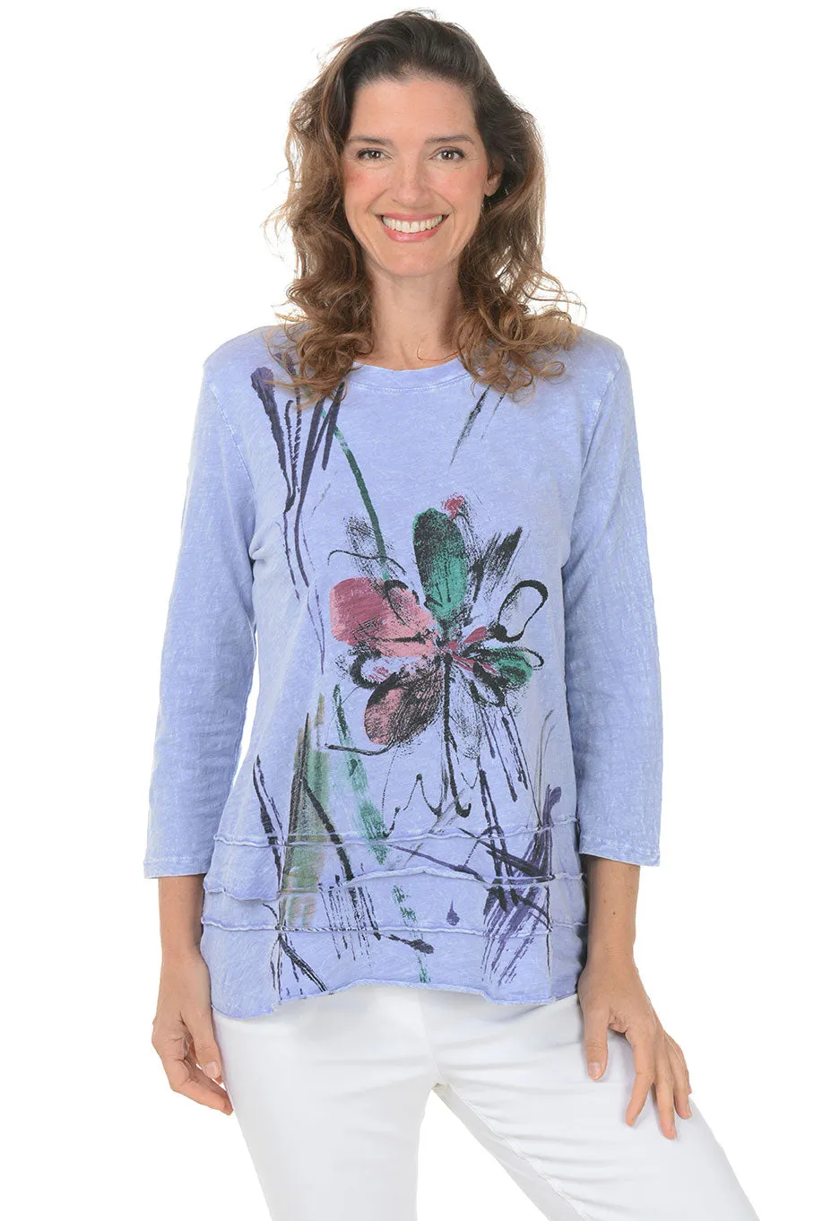 HighNeckCut CrewNeck Field Notes Mineral Wash Ruffle Knit Top