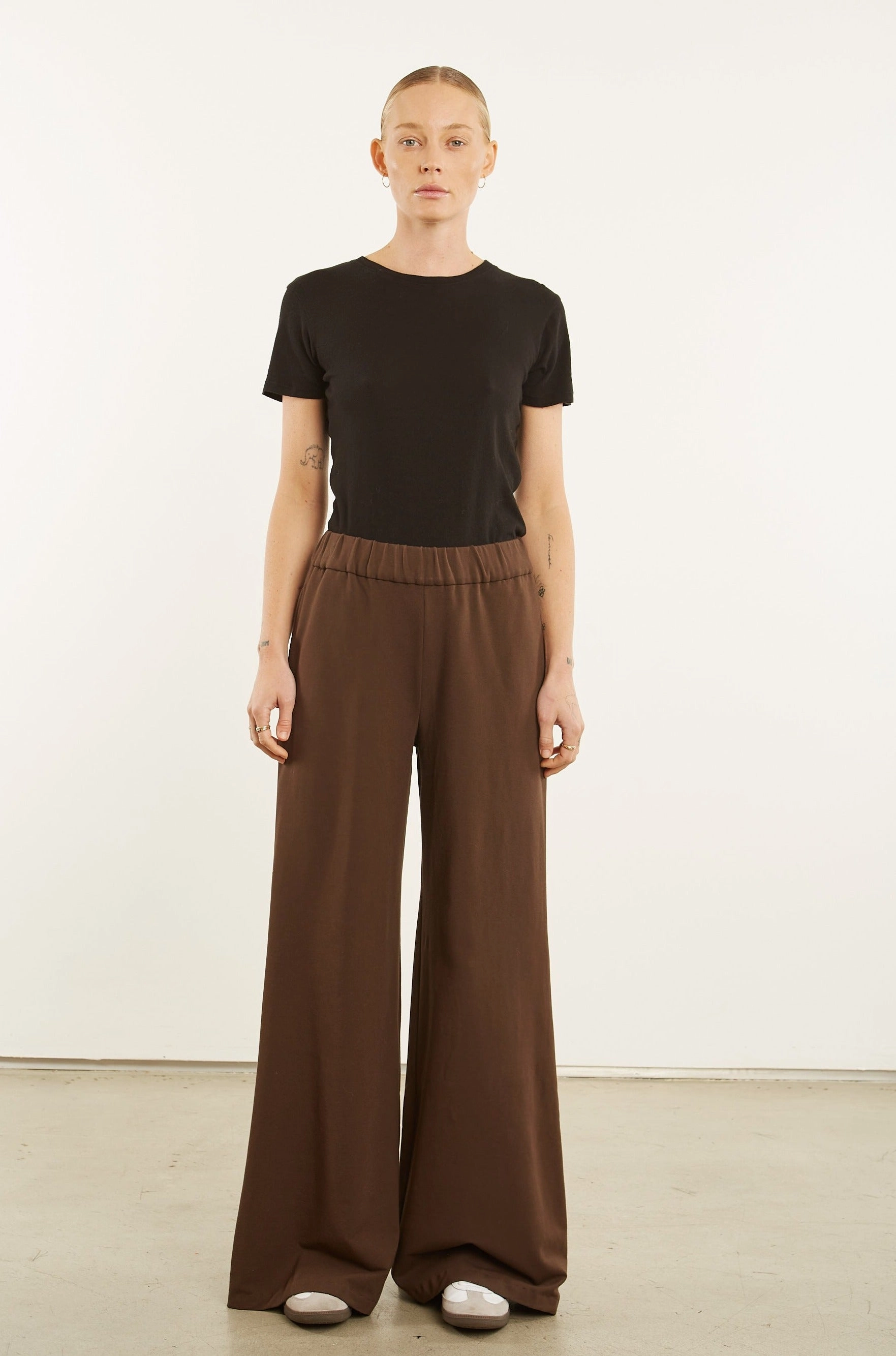 Dark Chocolate City Wide Leg Pants Colorfast Dye Method