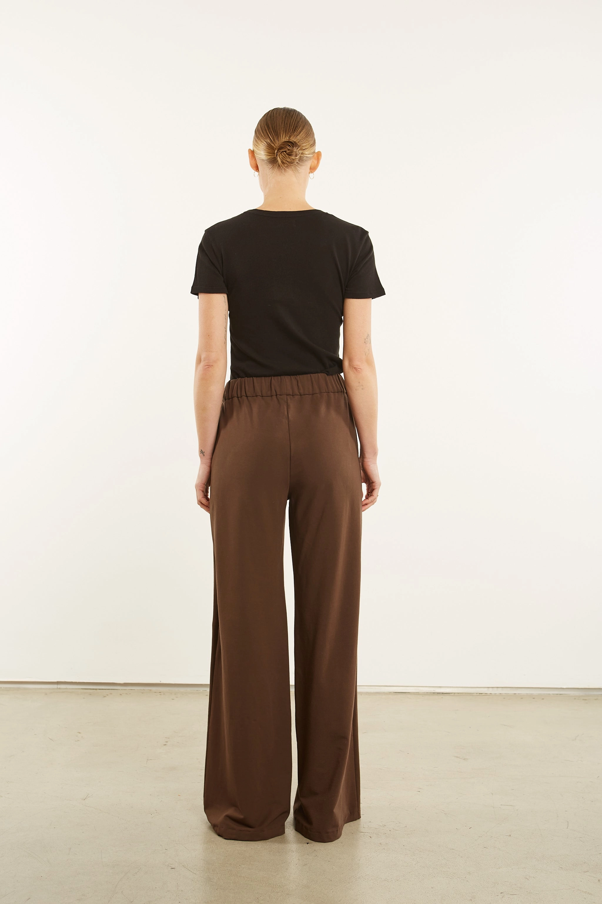Dark Chocolate City Wide Leg Pants Tagless Comfort Collar