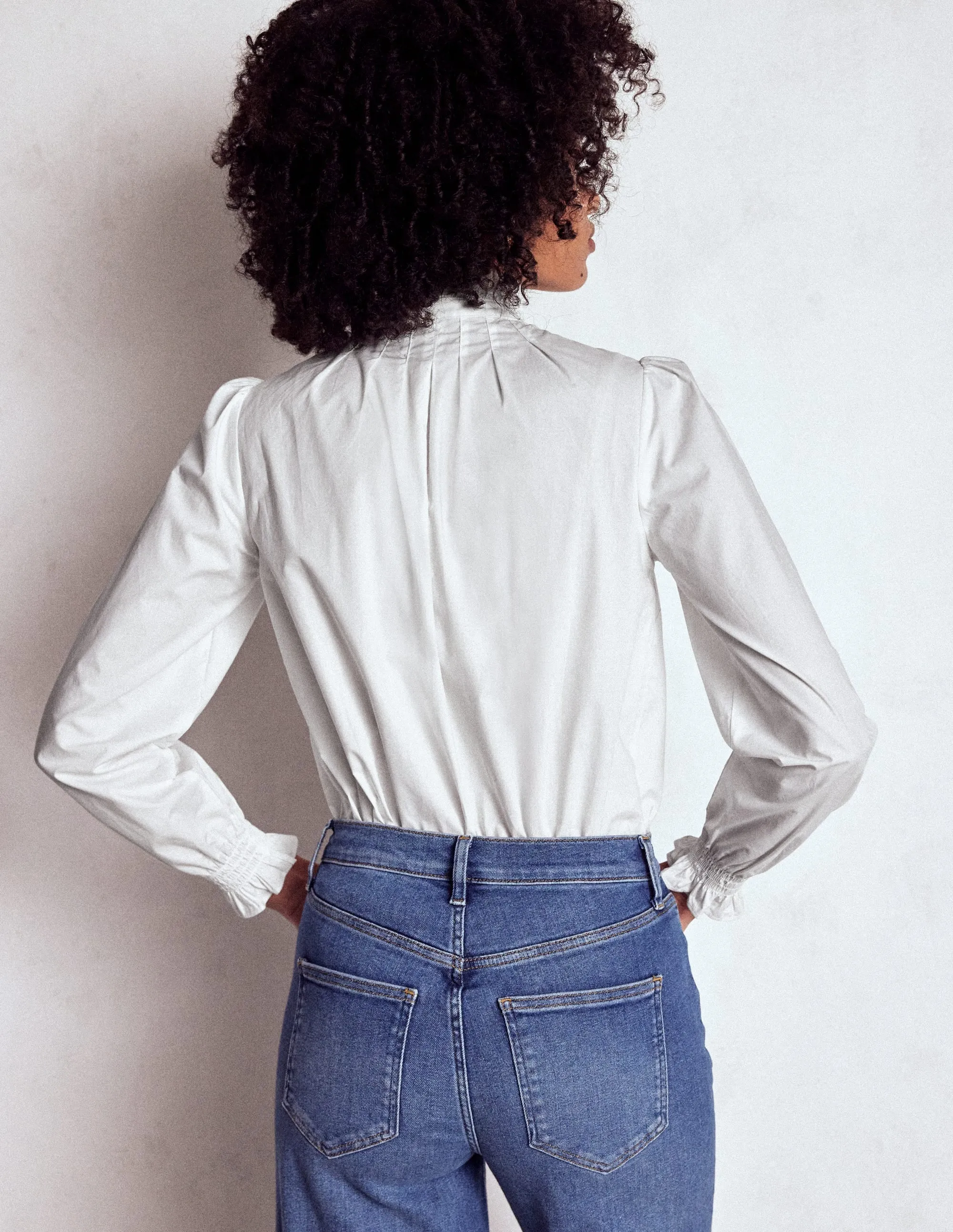 Lorna Pleated Cotton Top-White PreShrunk Fabric