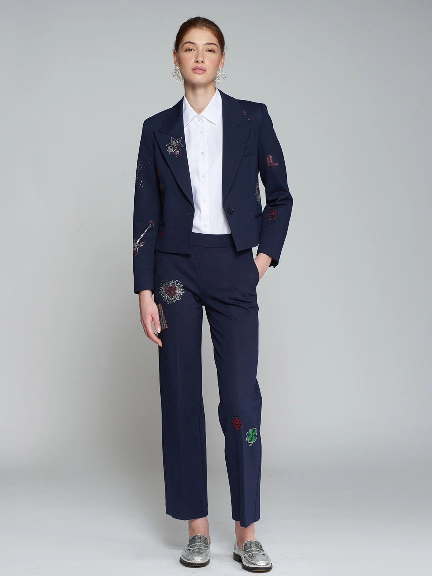 ExtendedSizeRange Martina Strass Trouser in Navy Punto
