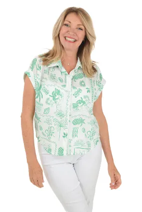 Coconut Palm Short Sleeve Shirt V-neck Shirt VersatileLayering