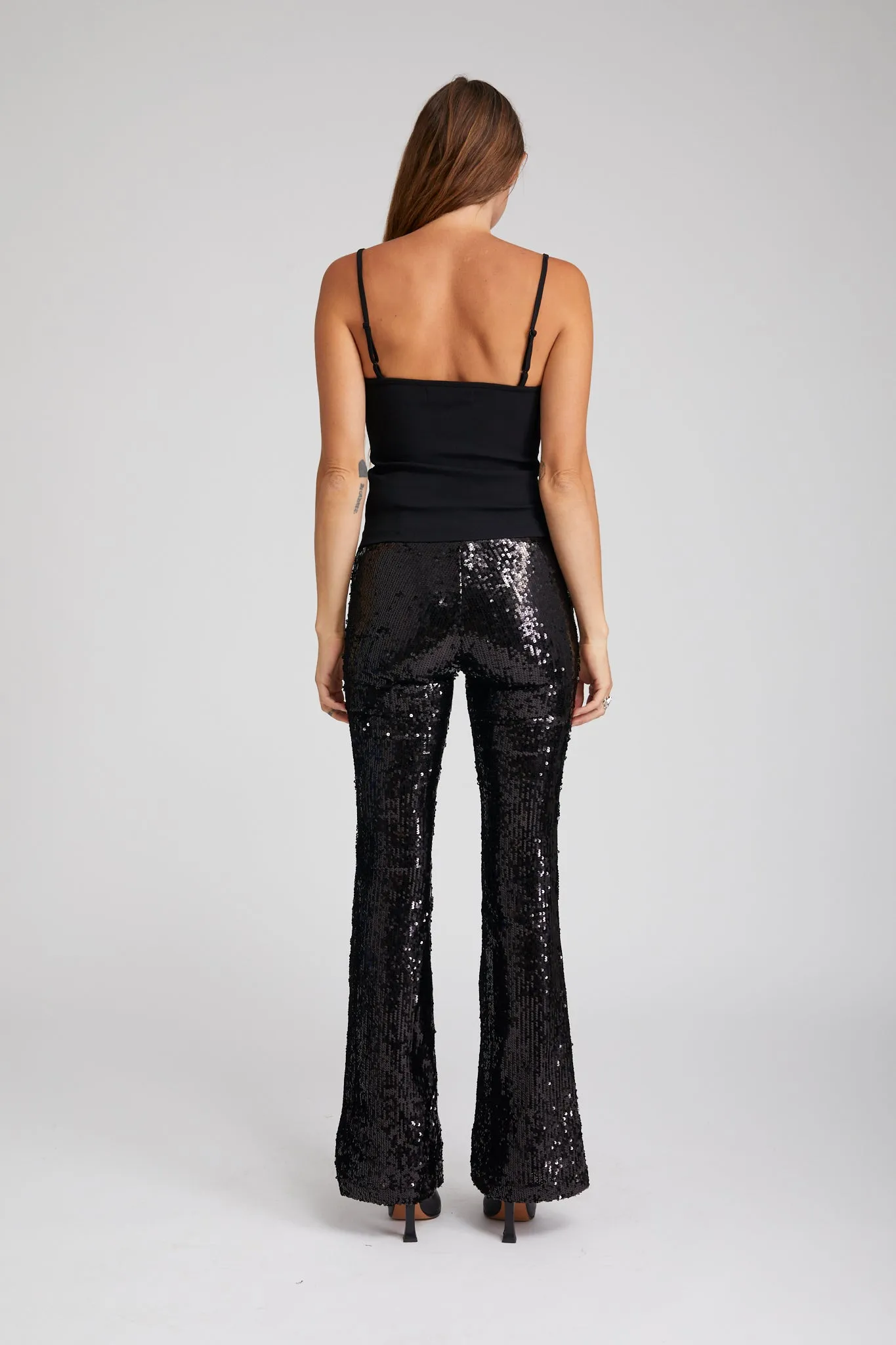 Black Crepe Scoop Neck Cami MultiFunctionalDesign Recycled Polyester