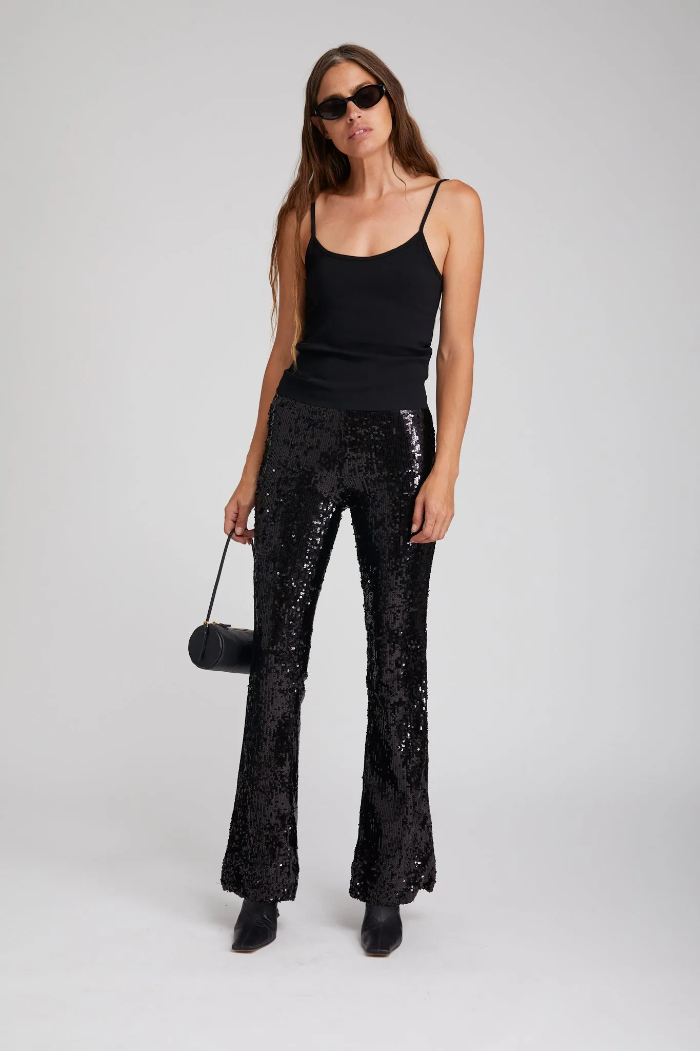 Black Crepe Scoop Neck Cami HeatSealed Seams