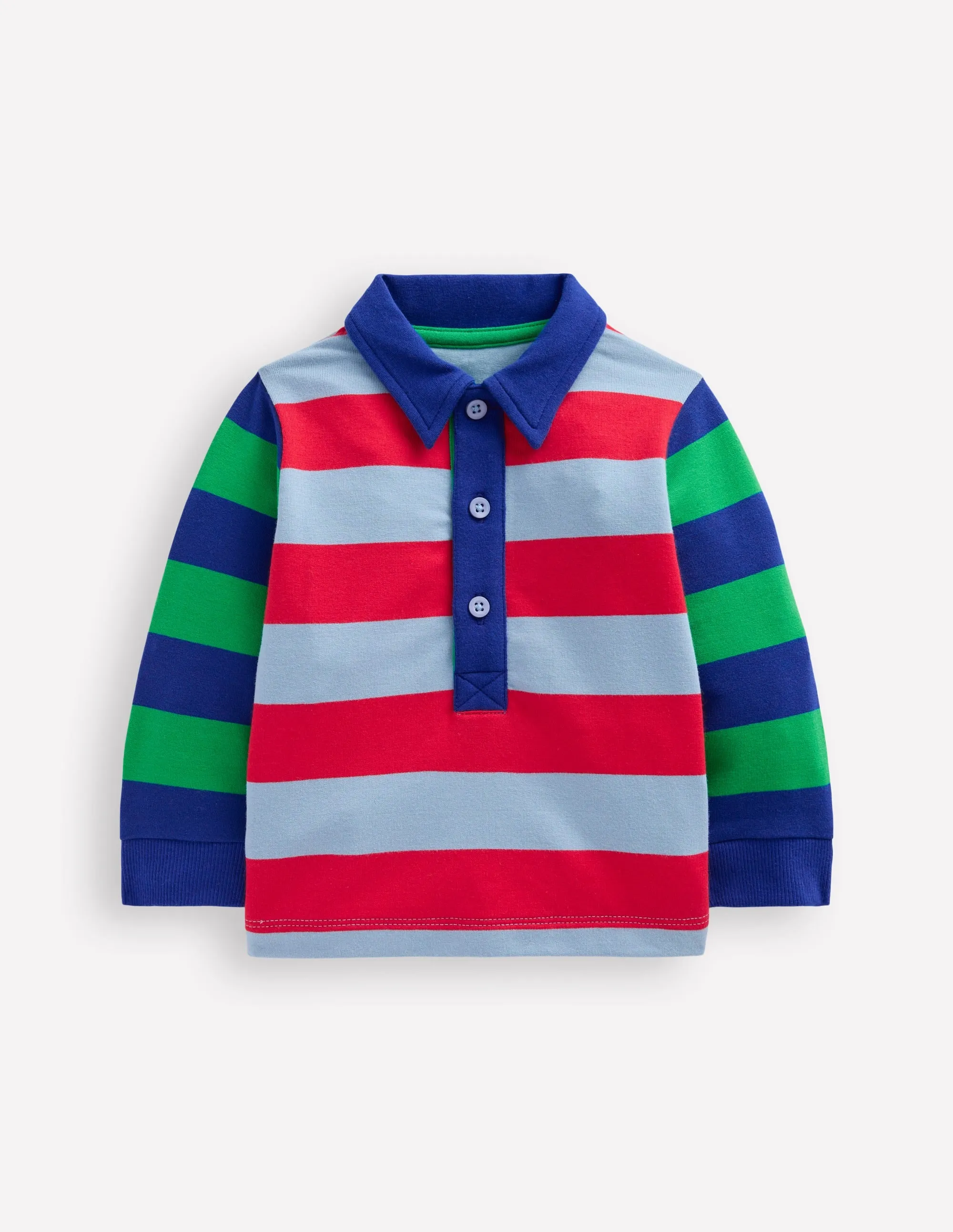 Jersey Sweat Rugby Shirt-Multi Stripes MeshPanelIntegration Tagless Comfort