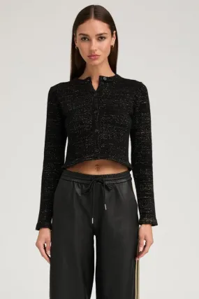 ArticulatedElbowShaping Black & Gold Cashmere Shrunken Cardigan