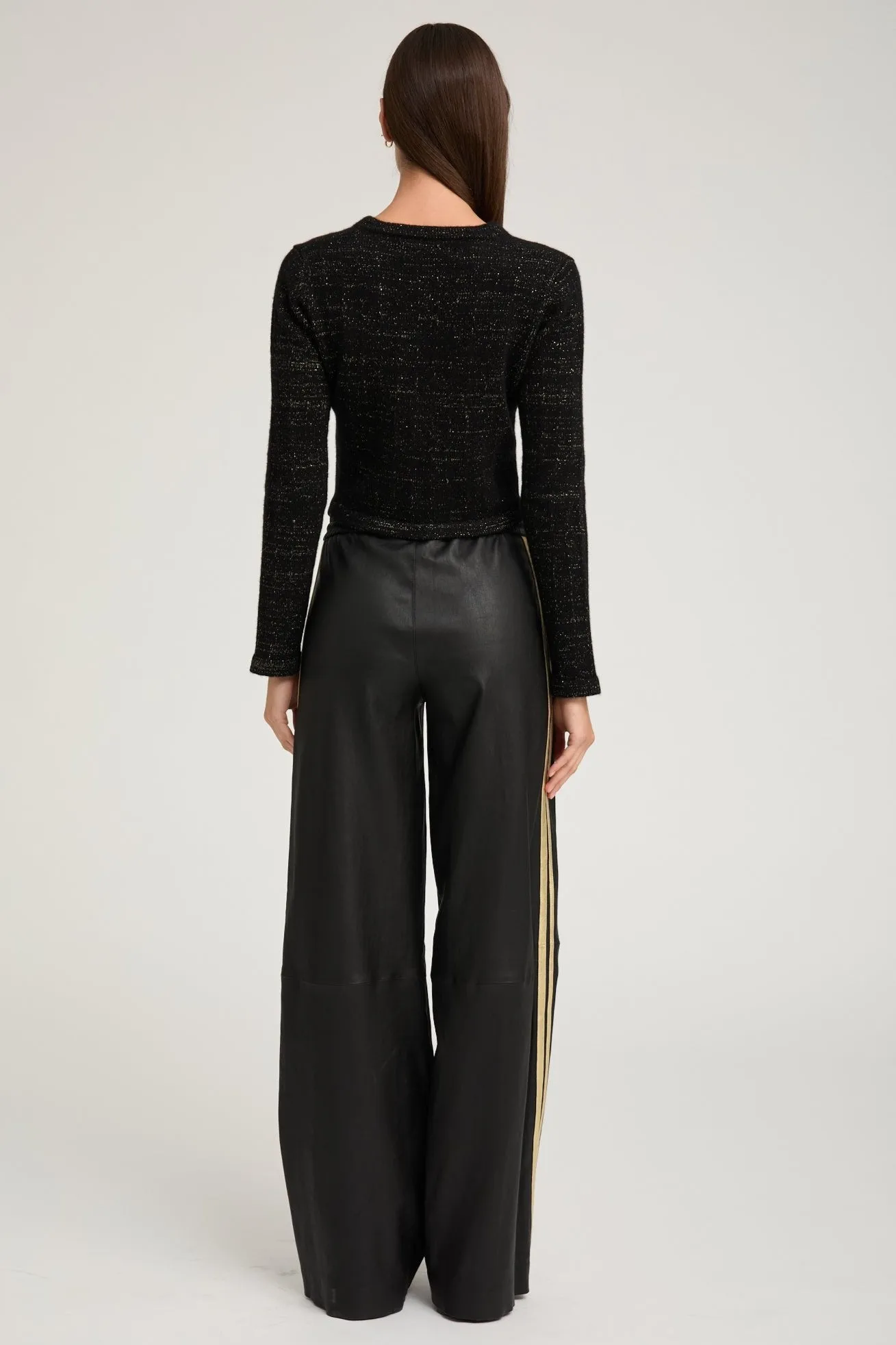 Professional Look OdorResistantFinish Black & Gold Cashmere Shrunken Cardigan