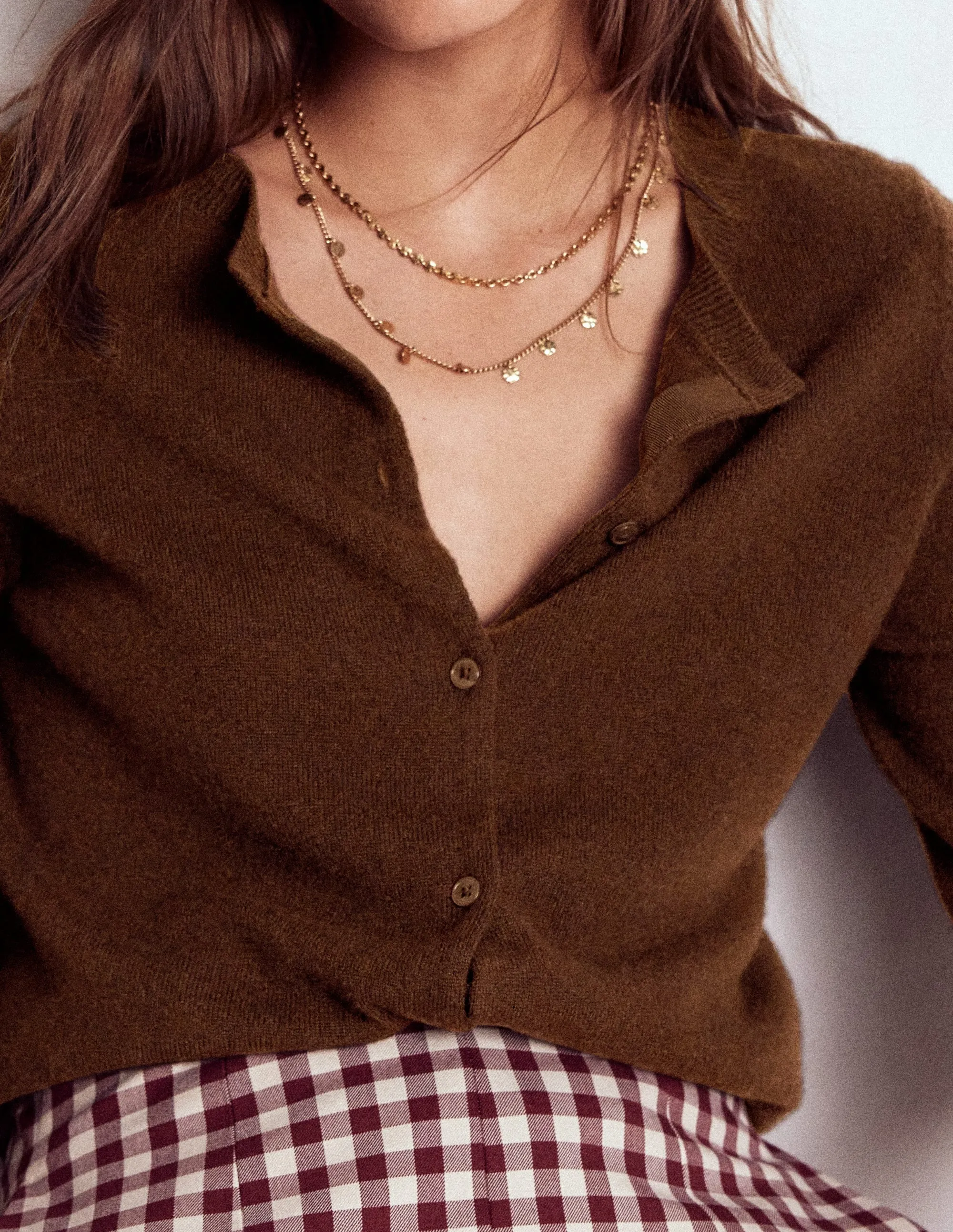 Eva Cashmere Crew Cardigan-Mocha Casual Draping