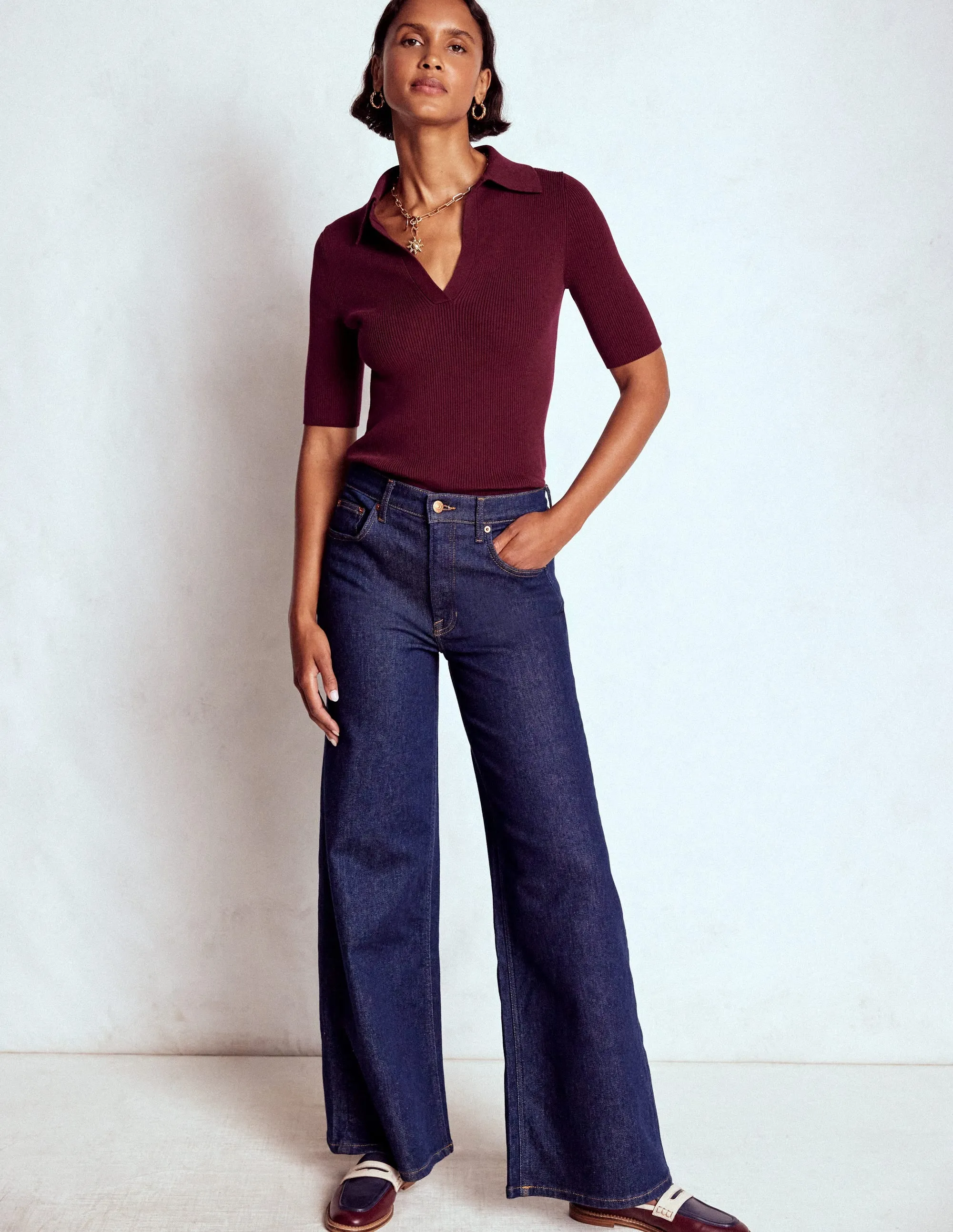 Rib Henley Top-Deep Wisteria Indoor style