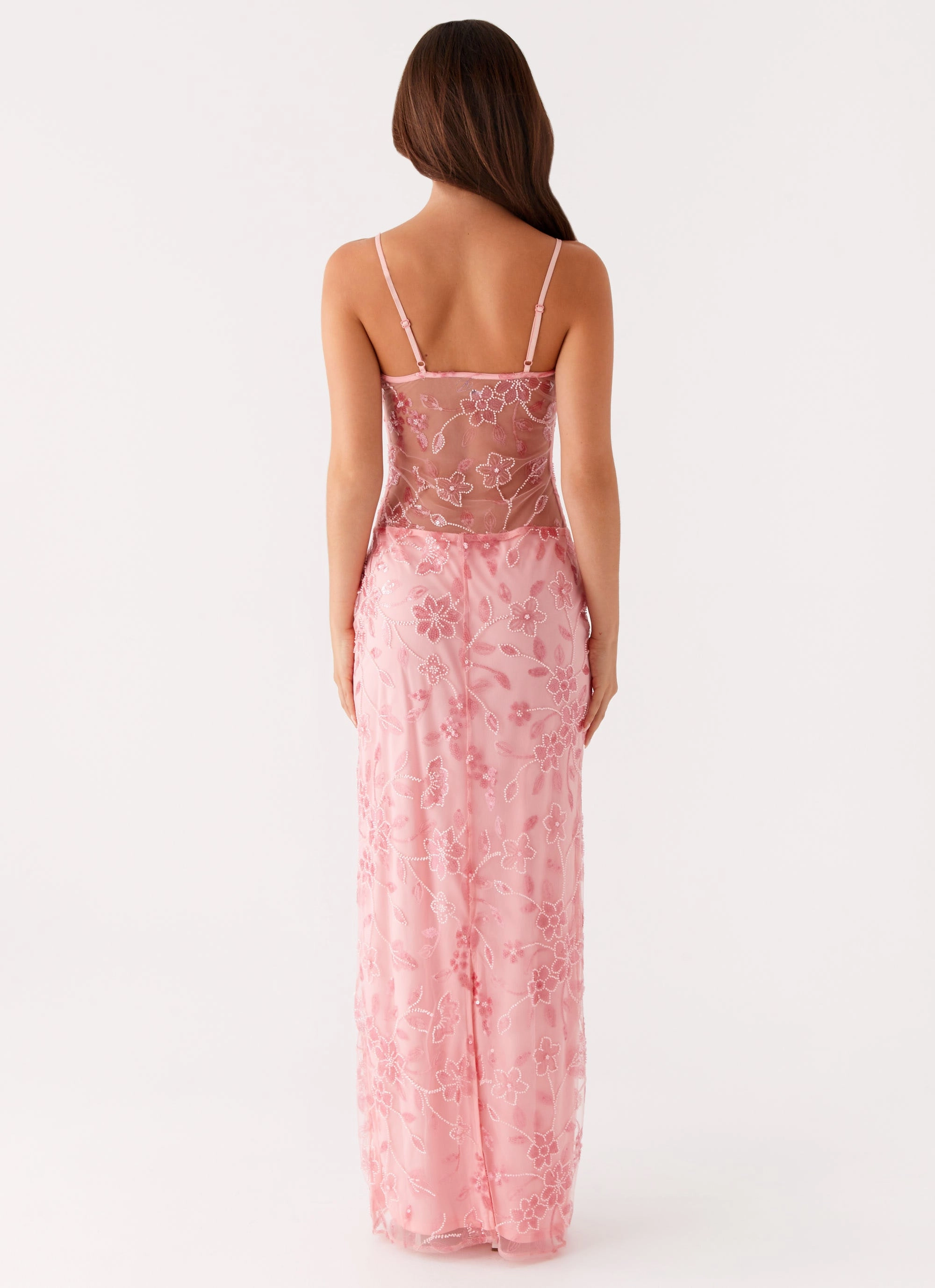 Akira Beaded Maxi Dress - Pink Orange