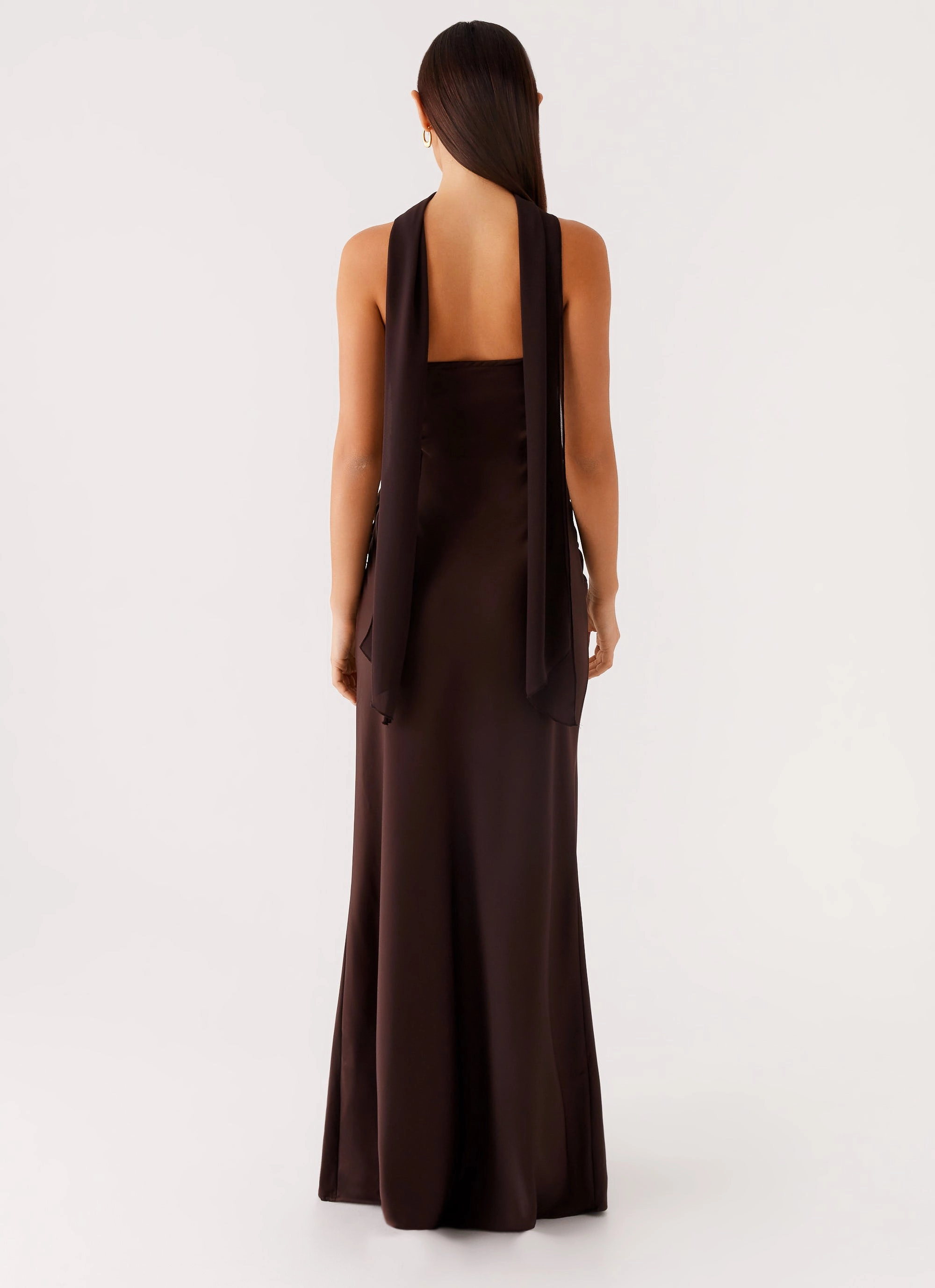 Alaine Scarf Maxi Dress - Dark Chocolate