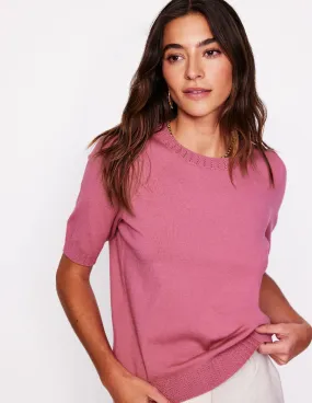 Emilia Cotton Crew T-shirt-Pink Heather Sustainable Material