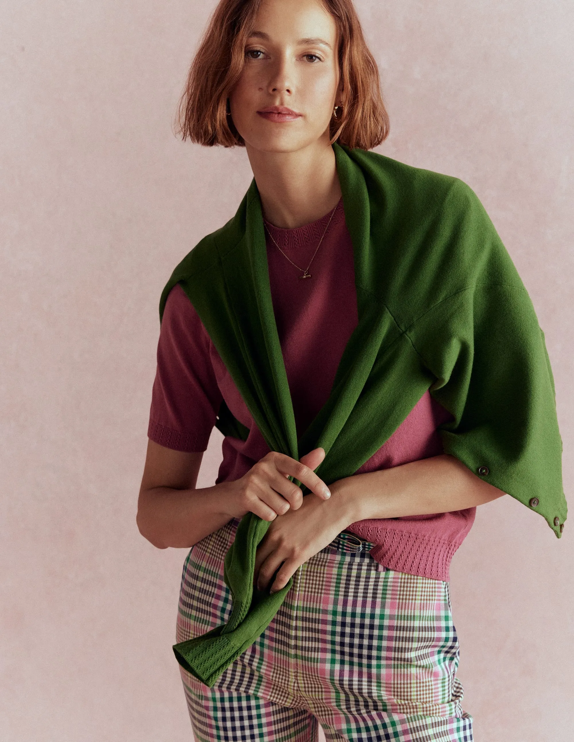 Emilia Cotton Crew T-shirt-Pink Heather Laidback Mood Sustainable Material