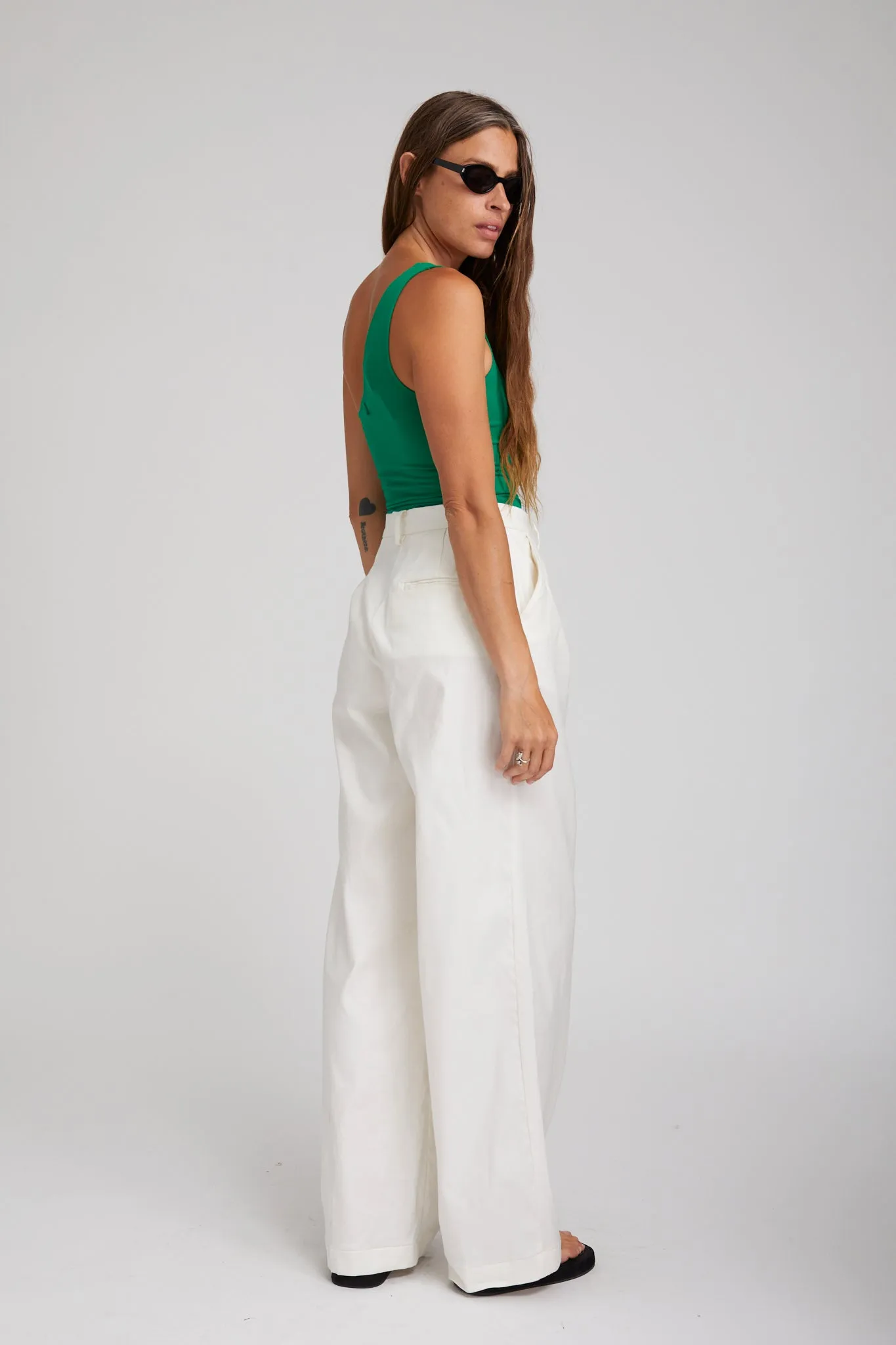 Evergreen City One Shoulder Top FrayResistant Fabric Casual Fit