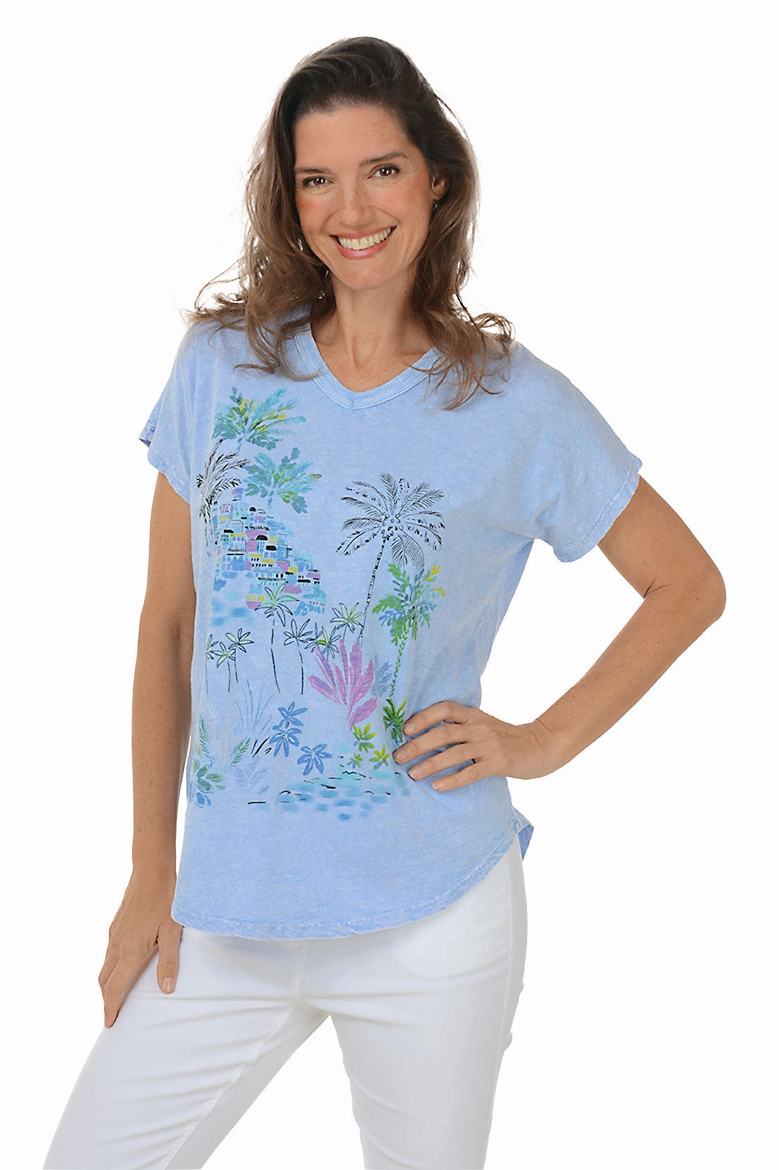 Seaside Mineral Wash Short Dolman Sleeve Top Quick Release Fastener