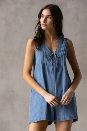 MILLIE V-NECK DENIM ROMPER Rainy Day Everyday Date Night Sunny Vibes