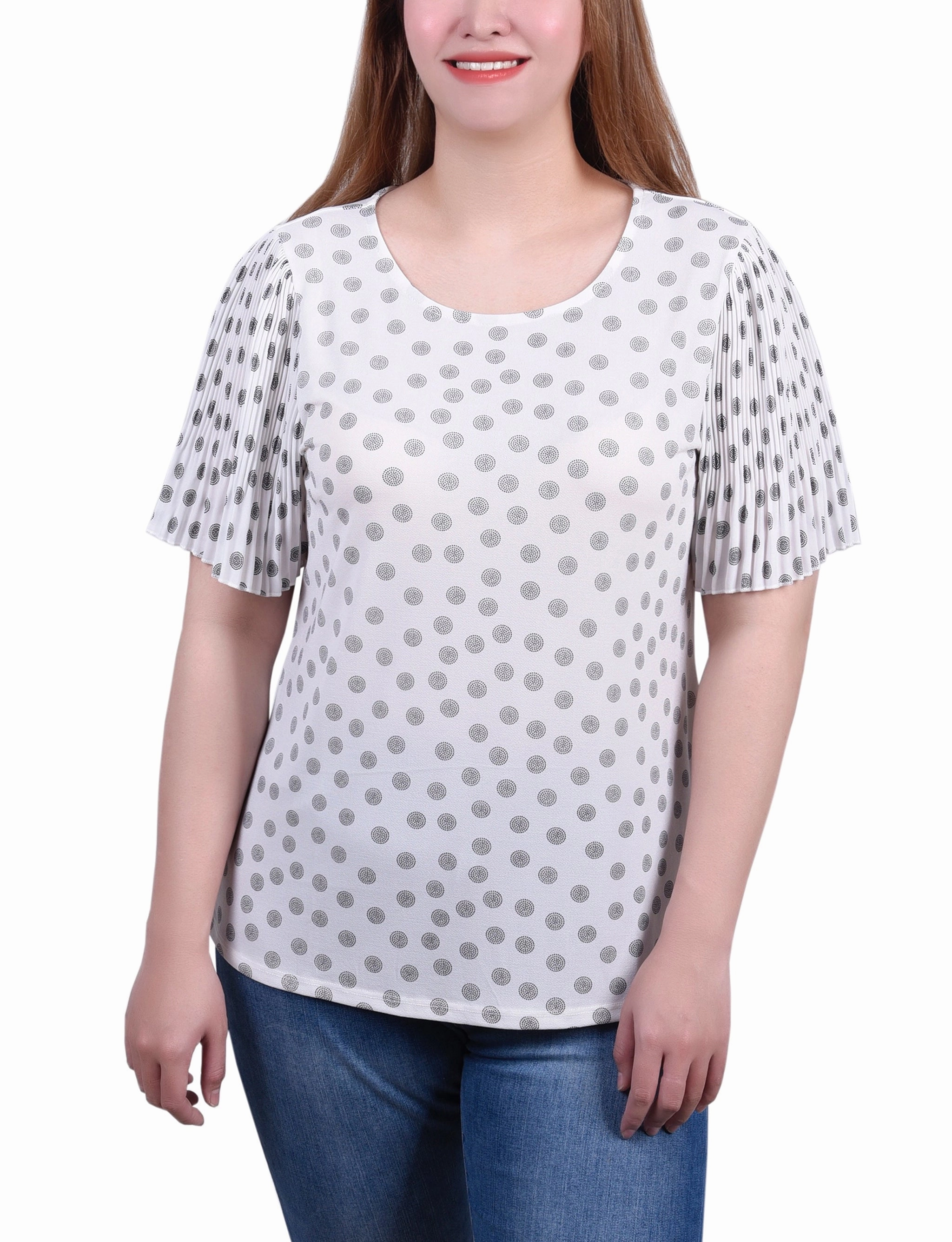 Petite Pleated-Sleeve Top DurableStitching