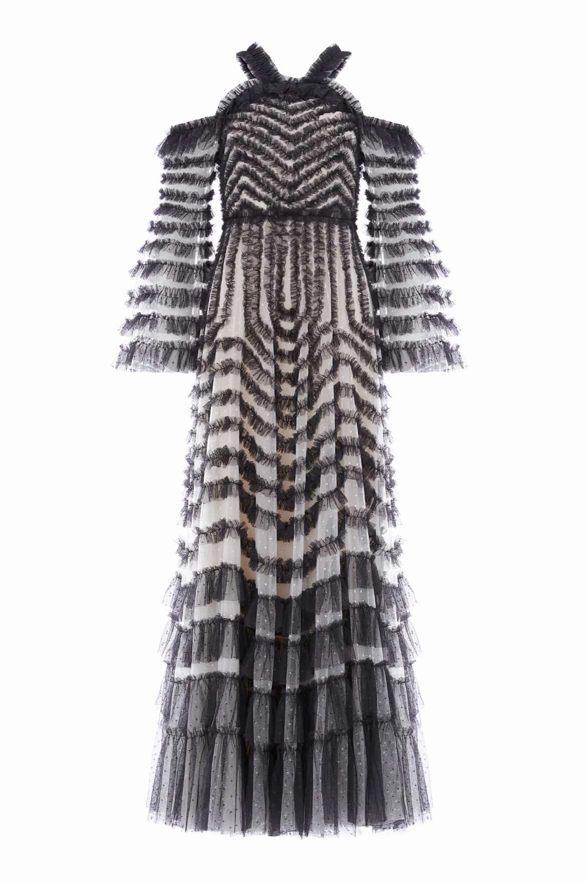 London Edge La Vie En Rose Off-Shoulder Gown