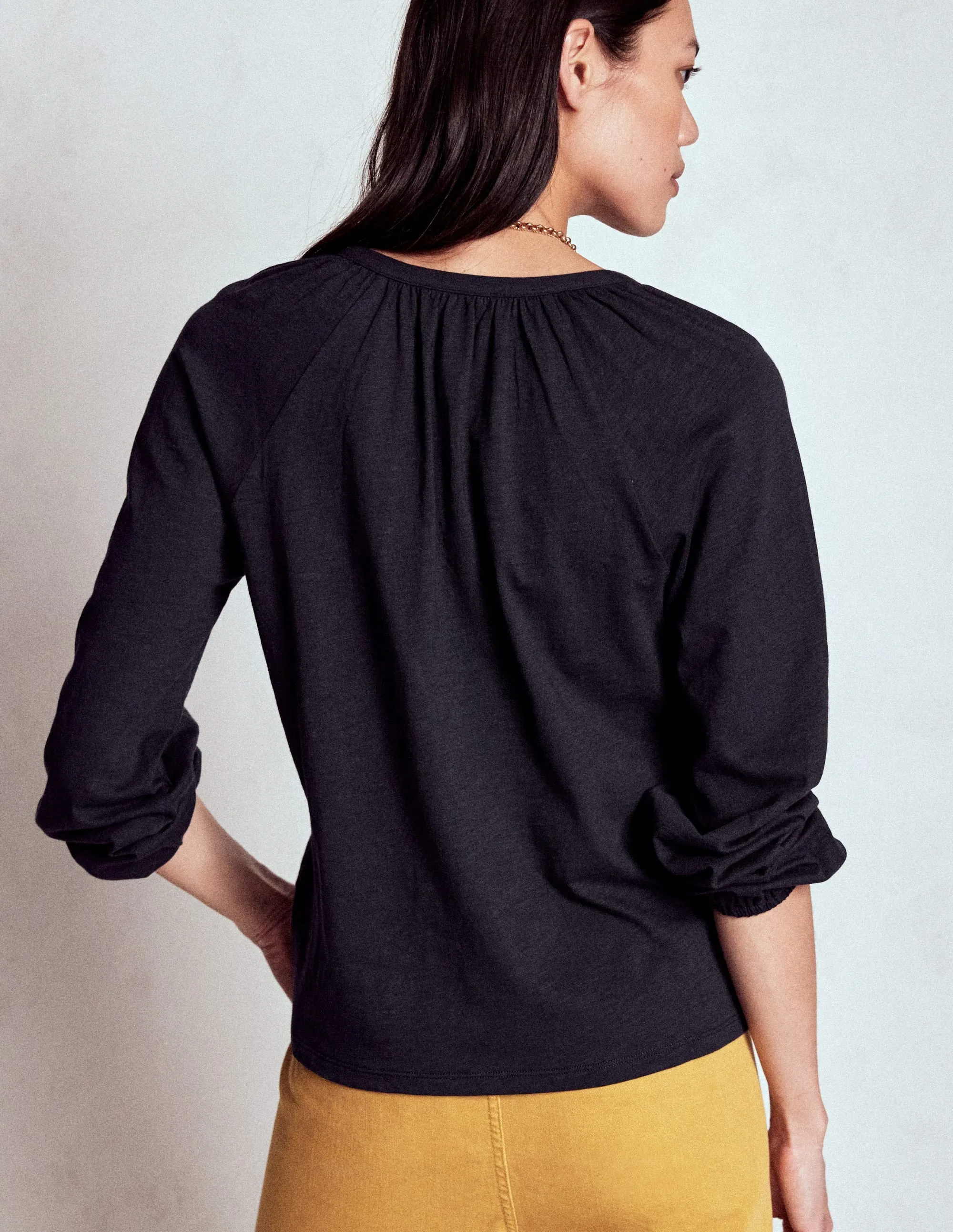 Interlock Stitch Detail UVProtection Alma Embroidered Shirt-Navy