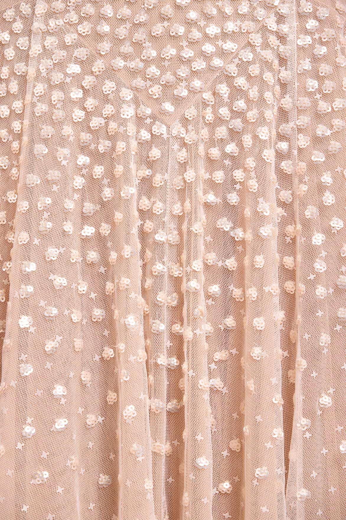 Art Soul Stylish Mood Sequin Cascade Round Neck Gown