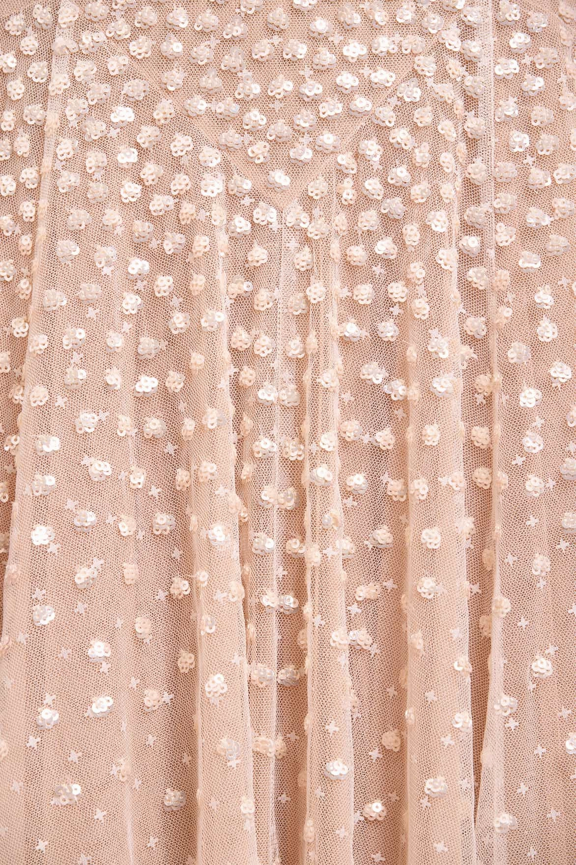 Anytime Fit Sequin Cascade Round Neck Gown