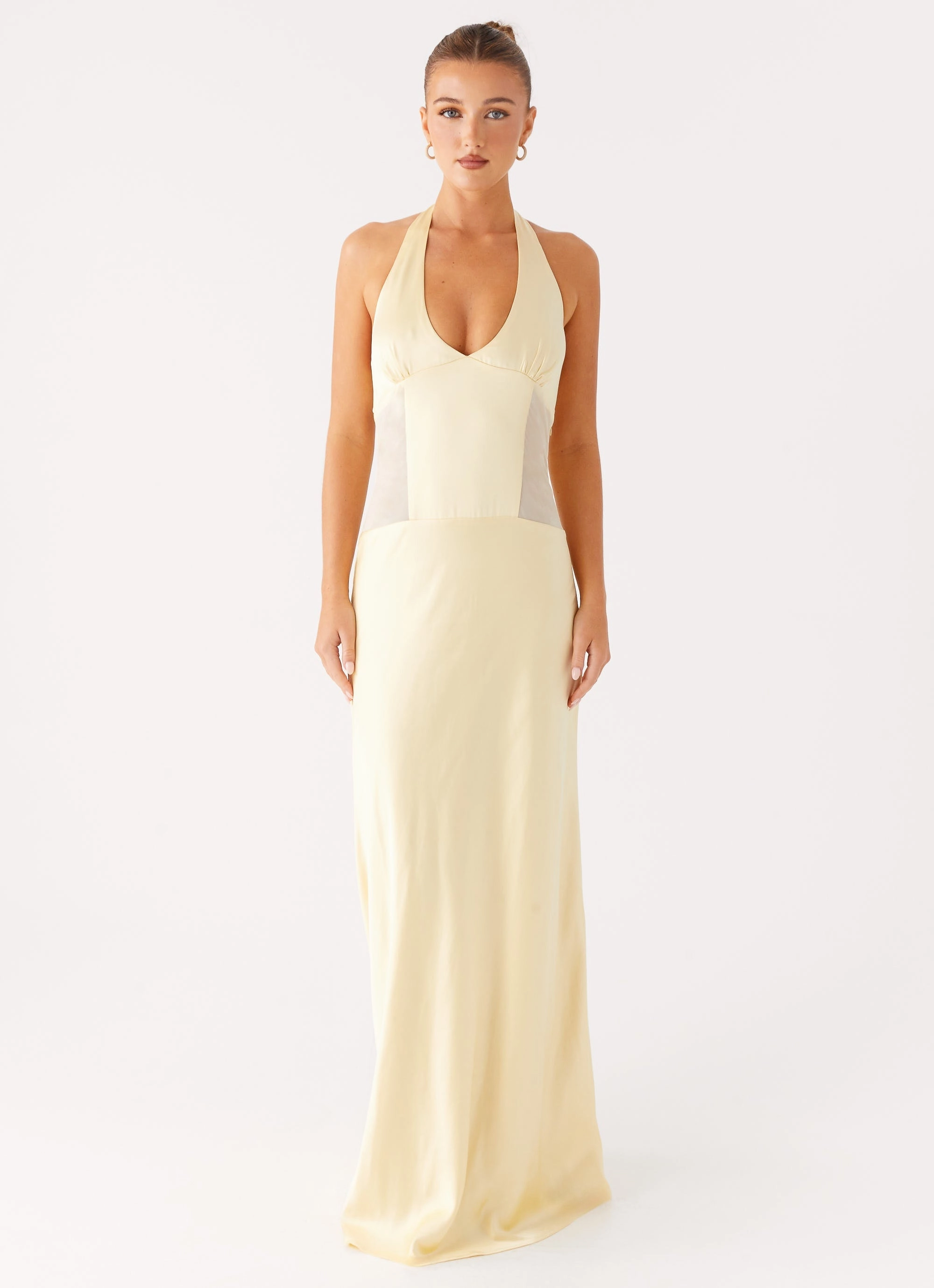 Ambre Mesh Panel Maxi Dress - Yellow