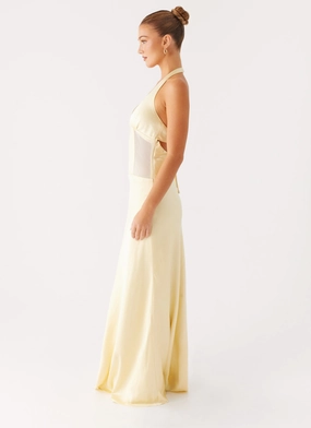 Ambre Mesh Panel Maxi Dress - Yellow